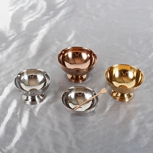 Ciotole per <span class=keywords><strong>Gelato</strong></span> in Acciaio Inossidabile, Coppette Metalliche Riutilizzabili con Piedino per Dessert, Insalata, Frutta, Sundae, Snack, Condimenti, Budini e Piatti da Servizio - Product Image 2