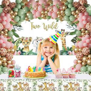 Decoraciones Personalizadas para Fiesta de Safari en la Jungla, Incluye Kit de Guirnalda de Arco de Globos de Látex, Fondo <span class=keywords><strong>Salvaje</strong></span>, Mantel y Globos con Números - Product Image 3