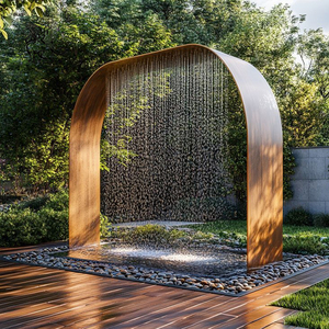 Esculturas Abstractas de Metal de Arte Moderno para Decoración de Jardín y Parque al Aire Libre BLVE, Fuente de <span class=keywords><strong>Cascada</strong></span> Grande de Acero Corten - Product Image 1