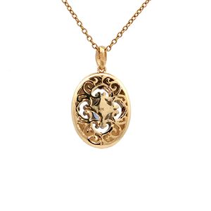 Colgante de oro amarillo de 18 quilates con zafiro redondo azul profundo, un collar de tono azul intenso que encarna la elegancia atemporal y el estilo refinado - Product Image 4