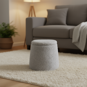 Round <b>Storage</b> Ottoman Fabric Minimalist Design Hidden <b>Storage</b> Home <b>Stool</b> Living Room Furniture - Product Image 2