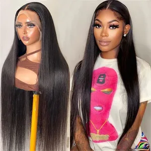 Cheap Wholesale Wigs Raw Virgin Natural Human Hair Lace Front Wigs For Black Women Pre Pluck Hd Lace Frontal Wigs Human Hair