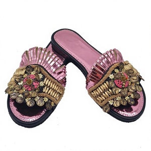 New Arrival Ethnic Bohemian Coin Beaded Platform <b>Sandals</b> Women Traditional Fashion Trend Anti-Slip Party Wear Home Slippers - Product Image 1