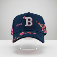 Casquette de baseball 5 panneaux unisexe en gros avec lettres en strass scintillants, broderie florale, respirante, imperméable, pour l'extérieur, style Hip Hop