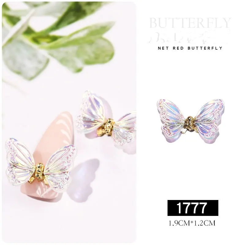 Wholesale 2024 New Design 3D Luxury Aurora Butterfly Zircon Diamond Nail Art Rhinestones DIY Nail Art Decoration Accessories