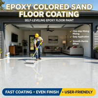 Système de revêtement de sol auto-nivelant durable en résine époxy et sable coloré pour sols en béton dans les ateliers, garages et salles d'exposition