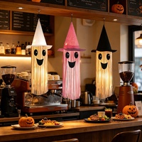 Décoration d'Halloween : Lumière LED fantôme, Chapeau de sorcière suspendu, Ornement fantôme, Pendentif effrayant pour maison hantée, fête, extérieur, porche, arbre