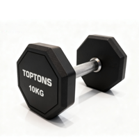 Dumbbell Premium TOPTONS Fitness Desain Unik 10KG CPU Bentuk Oktagonal Logo Kustom untuk Penggunaan di Gym, Rumah, dan Komersial
