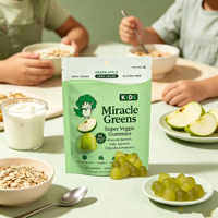 OEM 30 Gummies Super Veggie pour Enfants, Sans Sucre, Probiotiques, Gummies aux Légumes Verts pour Enfants, Saveur Pomme Verte, Complément Alimentaire