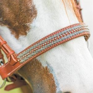 Harnais double S de qualité supérieure en cuir, bride à traction latérale, muserolle décorative, équipement d'équitation anglais durable - Product Image 5