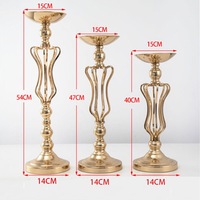 Photophore doré à taille fine, pot de fleurs de table, marqueur d'allée plaqué or de style européen pour la décoration de mariage et de fête