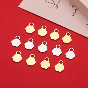 Colgante hexagonal de acero inoxidable, dos tonos, dorado y plateado, para hacer pulseras, componente de joyería, 12 unidades - Product Image 1