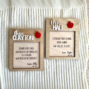 Grabado Adorno de madera <span class=keywords><strong>Estudiante</strong></span> Nombre Día del maestro Regalos Graduación Tarjetas de regalo manzana - Product Image 6