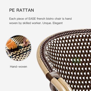 (E6014) Chaise moderne empilable français Bistro parisien extérieur PE meubles de salle à manger en rotin - Product Image 2