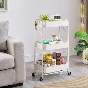 3 Tiers Rolling <span class=keywords><strong>Cart</strong></span> Storage Trolley on Wheels Utility <span class=keywords><strong>Cart</strong></span> for Smart Storage - Product Image 6