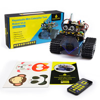 Kit de robot tank éducatif STEM amélioré Keyestudio V3, kit de robotique programmable STEM, mini robot tank chenille pour Arduino