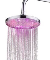 Pommeau de douche Led haute pression, de luxe, pour salle de bain, à fixation ronde, couleur changeante, 8 pouces, avec lumière