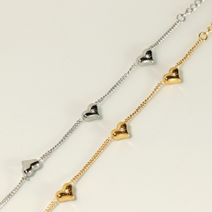Minimalist Quad Puffed Heart <b>Bracelet</b> with Octagram <b>Crystal</b>, Vefiery Waterproof Stainless Steel Adjustable Ladies <b>Bracelet</b> Gift - Product Image 6