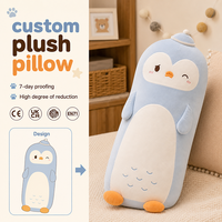 Coussin long en peluche personnalisé, doux et moelleux, en forme de pingouin, jouet en peluche mignon, coussin corporel en forme de dessin animé