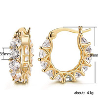 Mode plaqué or argent aiguille cuivre cercle boucles d'oreilles beaucoup de diamants plein autour cristal Zircon belles boucles d'oreilles femmes