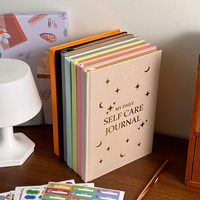 Diario/Agenda de Cuero Ecológico con Estampado Personalizado en Dorado, Cosido con Hilo, 80 Hojas, para Estudiantes, Tamaño A5