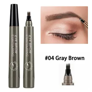 Eyebrow Tattoo Pen 3D Eyebrow Pen Waterproof Fork Tip Eyebrow Tattoo Pencil Long Lasting Professional Fine Sketch Liquid Eye Brow Pen