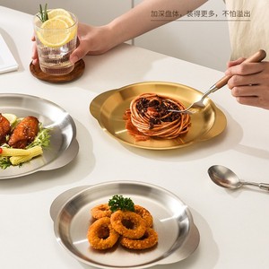 Stainless Steel Double-Handled Plate Set 20cm Multi-Use For Home And Restaurant Dishes - Product Image 2