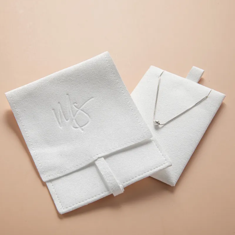 Mode Aangepaste Witte Microfiber Pouch Zak Voor Sieraden Houder