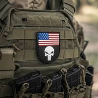Badge personnalisé avec logo, patch en PVC 3D avec velcro, patch en caoutchouc Punisher, drapeau américain