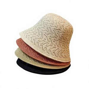 Nouveau Chapeau Bob de Pêcheur Tressé Double Face pour l'Été, Polyvalent, Protection Solaire, Pliable, Creux, Couleur Unie, Plage, 100% Coton - Product Image 3