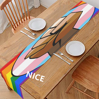 Taplak Meja Cetak Kustom QTPOC, Ornamen Meja Poliester Seri Pelangi Gay untuk Gaya Meja Dapur & Pesta Acara Khusus