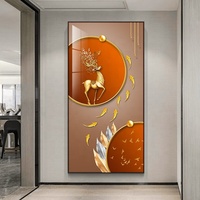 Peinture en porcelaine de cristal diamantée, géométrie abstraite, cerf, décoration de porche, luxe léger moderne, entrée, couloir