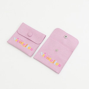 Pochette à bijoux en microfibre rose personnalisée, recyclable et élégante, sac de rangement avec logo pour pendentif, collier, conteneur à bijoux - Product Image 4