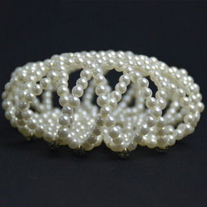 HZO-22014 travail manuel support uni perles élastiques cheveux Snood Net <span class=keywords><strong>chignon</strong></span> filles perle Ballet danse perlé <span class=keywords><strong>chignon</strong></span> Net - Product Image 3