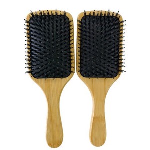 Peigne carré en bambou pour <span class=keywords><strong>la</strong></span> maison avec coussin d'air et poils de sanglier naturels, portable, plus de 20 cm, pour coiffure et massage, modèle Kft-5 - Product Image 1