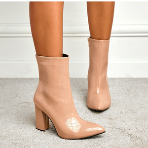 Botines de Diseño Único para Mujer, Tela Elástica Personalizada, Altura Media de Tobillo, Tacón Original, Botas de Otoño para Mujer, PU, Tallas Europeas 35-42 #   1 Par - Product Image 3