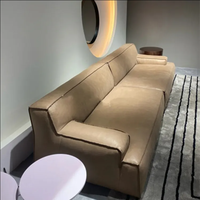 Canapé Chesterfield à accoudoirs bas en cuir véritable, design italien, pour appartement, salon, hôtel, villa, gris kaki