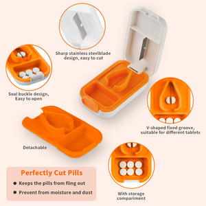 Bán buôn nhựa AM PM Loại bàn phím du lịch Pill Box dễ thương Mini Pill lưu trữ trường hợp sắc nét khác nhau nhựa Pill boxwith Cutter - Product Image 2