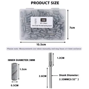 3mm Nail Sanding Bands-80/120/180/240 Grit <b>Mini</b> Nail <b>Drill</b> Bit Electric Nail File Accessory Polishing Manicure Tool 50/100pcs - Product Image 4