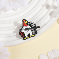 Comédie Animation Personnages Coq Avec Pistolet Émail Pin Pet Phrase Boy I Say Boy Broche Lapel Badge Bijoux Cadeau pour Amis