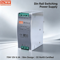 SZMW DR-75-12 Alimentation électrique économique sans ventilateur pour rail DIN, fonctionnement silencieux, sortie stable pour interphone de bâtiment, éclairage intelligent, mini capteur