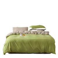 Vente en gros housse de couette simple duo draps en lin ensemble de literie trois pièces en polyester housse de couette à panneau solide à double couleur