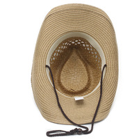 Chapeau de cowboy occidental en paille tressée à la main pour femme, avec bandeau brodé floral et perles, large bord, idéal pour la plage et les voyages, protection solaire estivale
