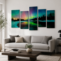 Lot de 5 tableaux imprimés sur toile, motifs paysages naturels modernes, pour décoration murale et intérieure