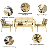 Ensemble de canapés modulaires en PP pour l'extérieur, canapé de jardin imperméable et résistant au soleil avec table basse pour villa, B&B, parc, balcon