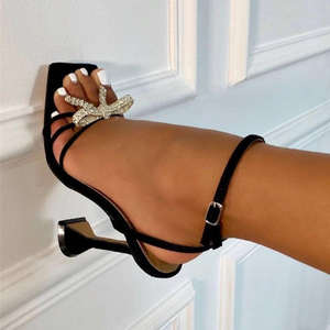 Sandales d'extérieur à talons hauts en PVC à bout ouvert, grande taille, avec strass, nouvelle tendance mode DZ pour femme, été, printemps, automne - Product Image 4