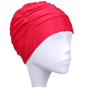 Bonnet de bain Xiaolu pour femmes aux cheveux longs, bleu uni, en polyester, avec protection pour les oreilles - Product Image 2