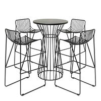Fournisseur chinois de meubles de bar, table de bar et chaises avec base creuse en métal et plateau en marbre, table à jus moderne
