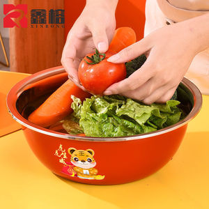 Juego de 3 piezas de tazón para verduras de acero inoxidable Xinrong con diseño de tigre para lavar, cortar y triturar verduras - Product Image 1