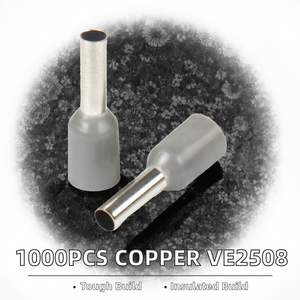 1000 pièces/SAC Bornes de câblage en cuivre avec isolation PP, 9 couleurs, embouts de sertissage VE2508 - Product Image 2